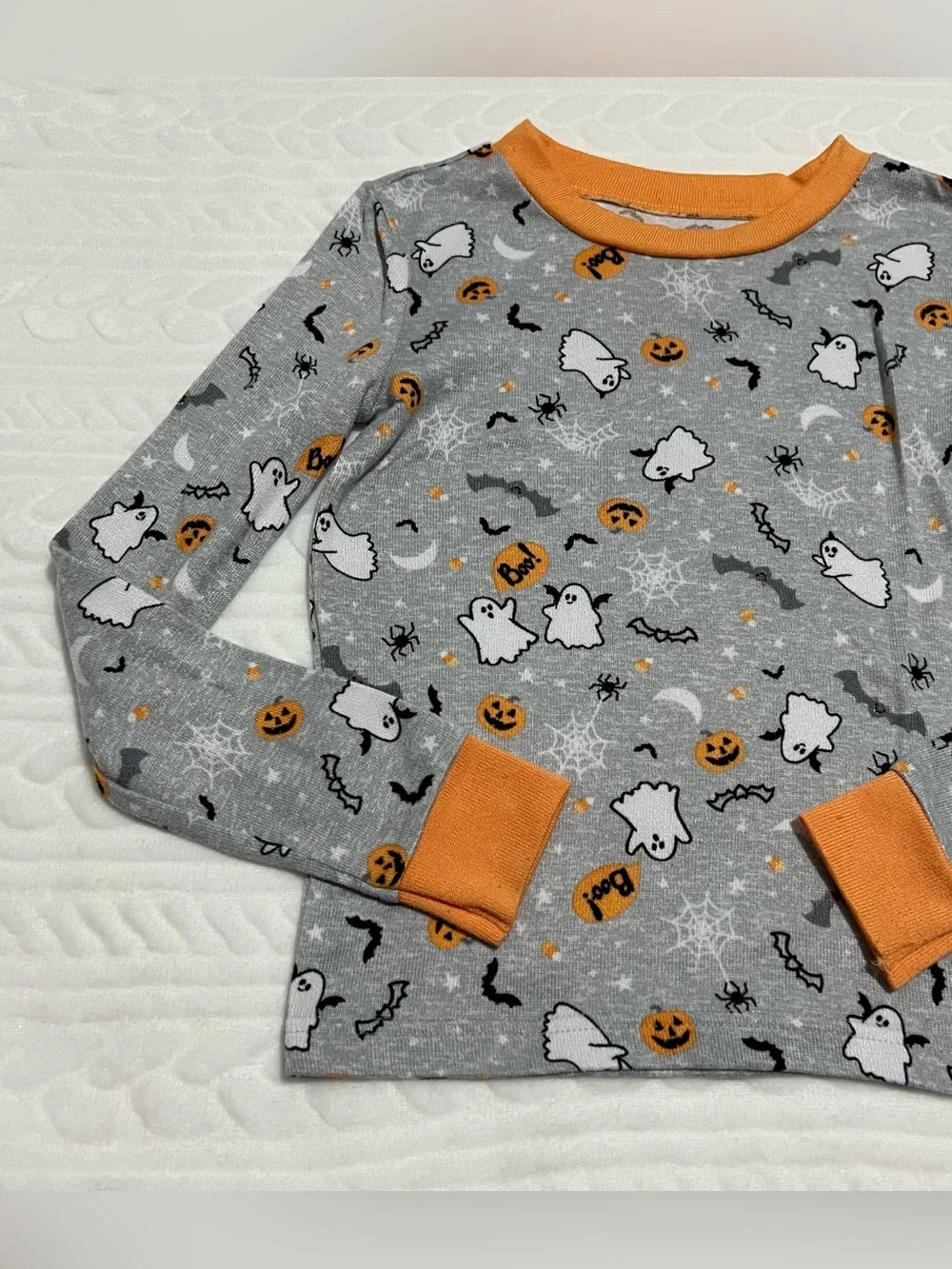 💗 Kids Trick Or Treat Sleep - Kids Halloween Ghosts & Pumpkins Long Sleeve Set